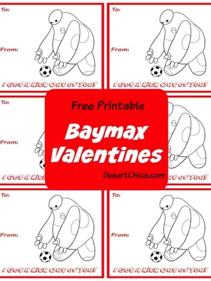 Baymax from big hero 6 kicking a soccer ball on valentines