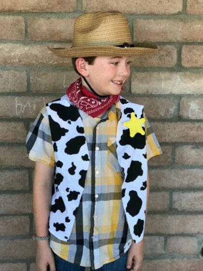 Make a homemade woody's vest for a DIY wood costume for a fun Toy Story themed halloween or disneybound