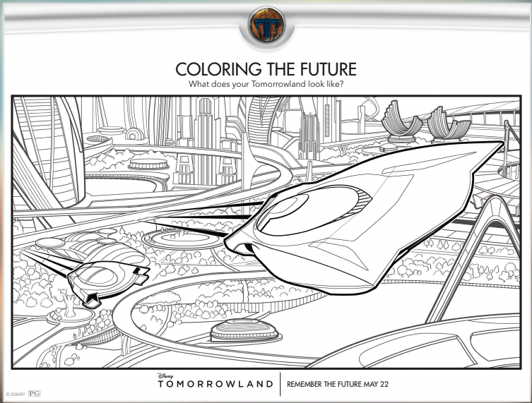 Futuristic coloring sheet from Tomorrowland