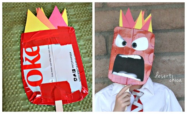 DIY Anger from Inside Out costume mask craft