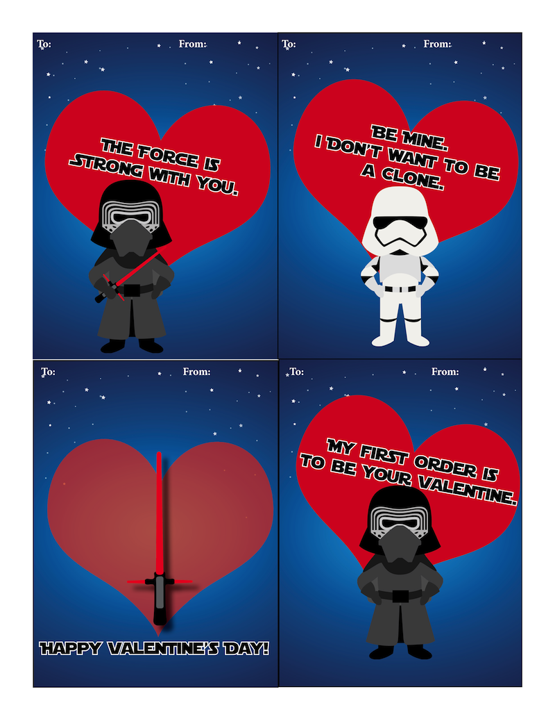 Free Printable The Dark Side Star Wars Valentines