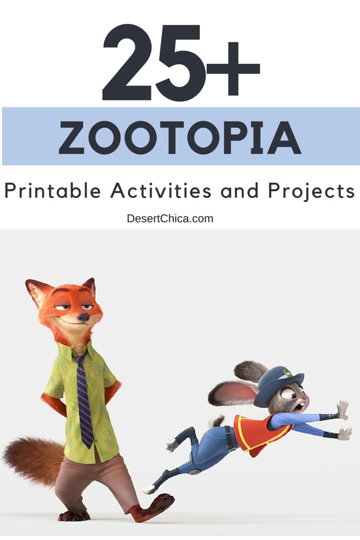 Over 25 printable activities and DIY Zootopia Projects including coloring pages