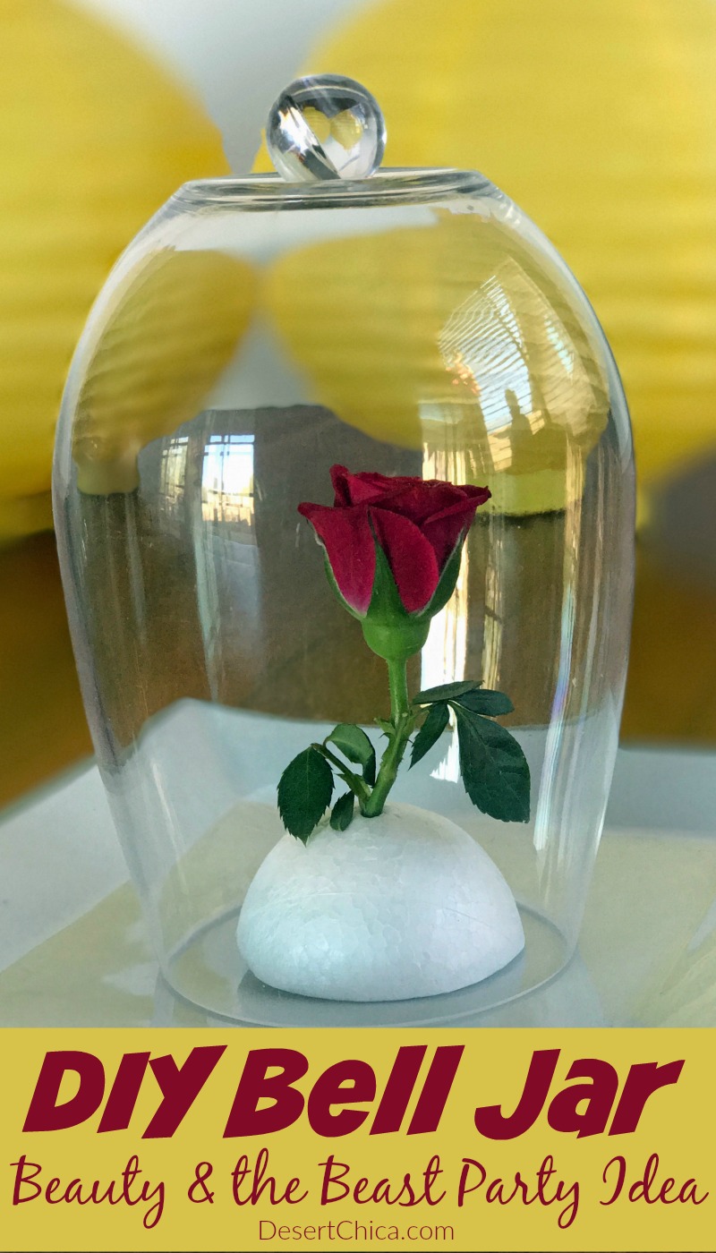 Need a fun Beauty and the Beast party idea? How about making a DIY bell jar to an enchanted rose decoration or make a full set and give them as party favors