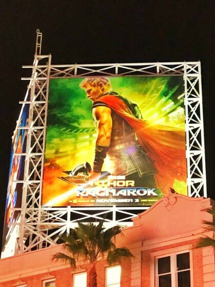 Giant Thor Ragnarok advertisement at El Capitan Theater