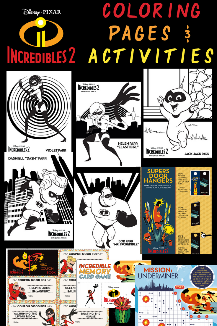 Incredibles 2 Coloring Pages and Activities Desert Chica