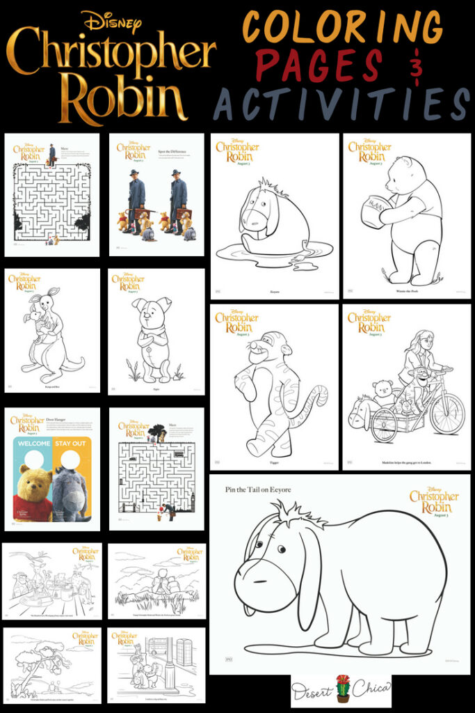 Christopher Robin Coloring Pages and Activities - Desert Chica