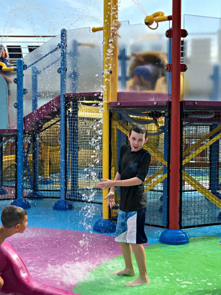 Splash pad on Royal Caribbean Symphony of the Seas cruise ship. It is one of the amazing tween friendly activities aboard the largest cruise ship in the world.