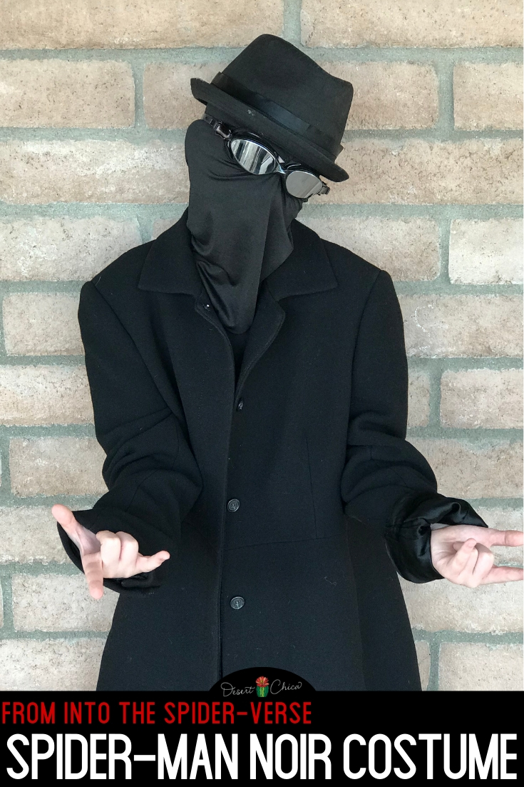 Looking for a DIY Spiderman Noir costume from into the Spiderverse? This homemade spider-man suit is perfect for boys and for girls for Halloween or any other cosplay event. Learn how to make this easy no-sew costume using regular items. Spiderman Noir | Spider Man Moir | Spider Man into the Spiderverse | Spider-Man Noir