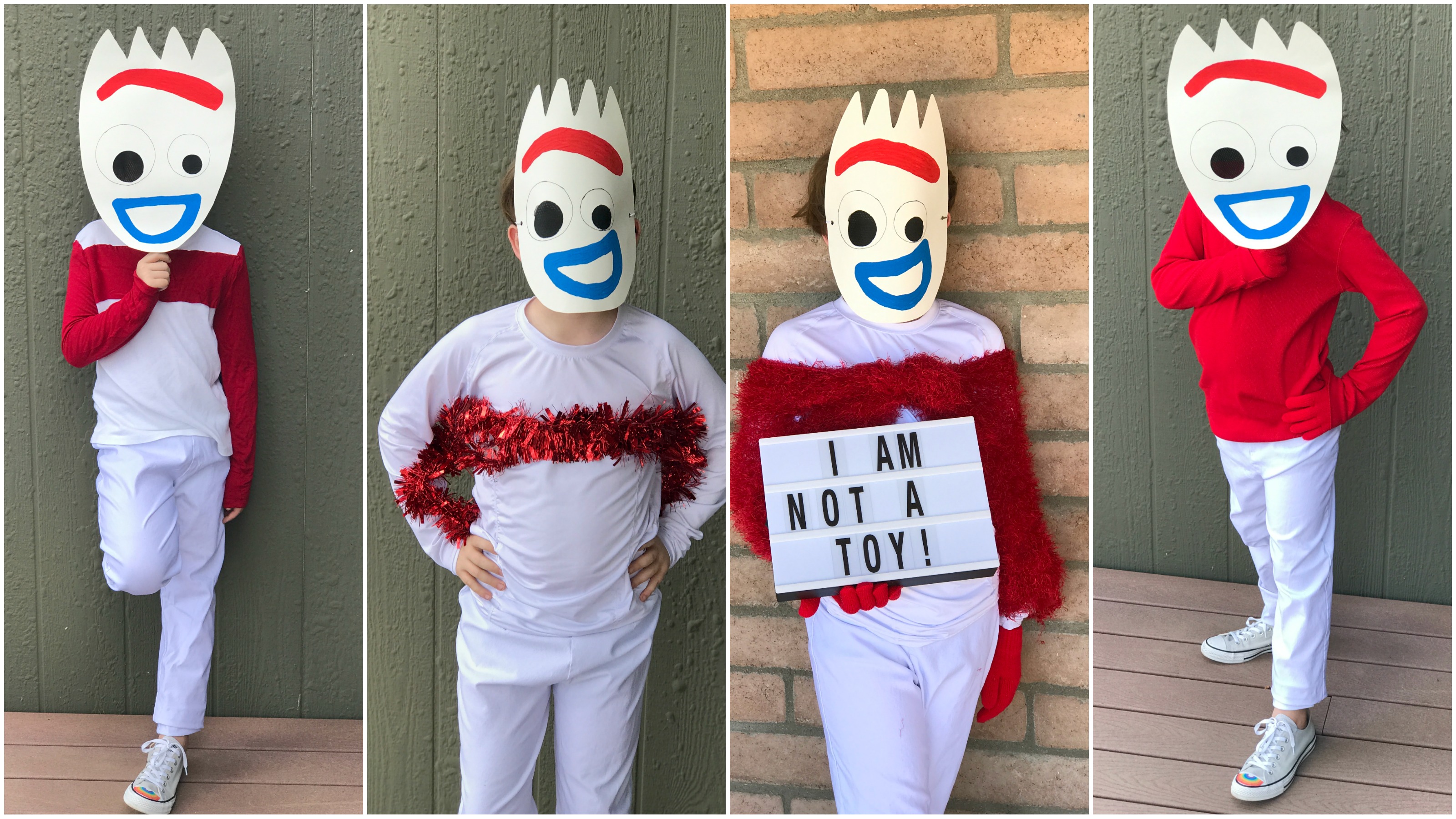 4 different version of a Forky Costume