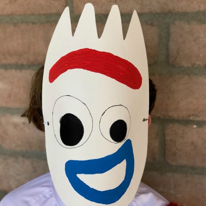 Child wearing a Forky Mask