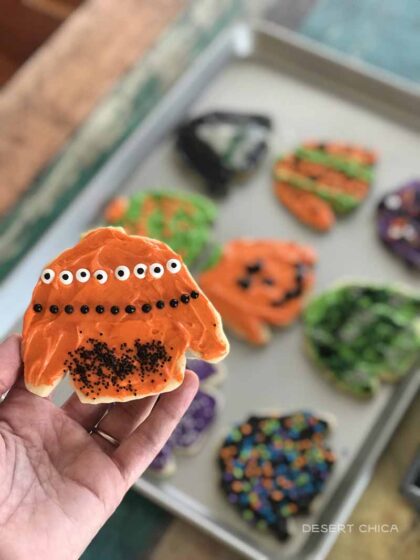 Halloween decorated frosted sugar cookies