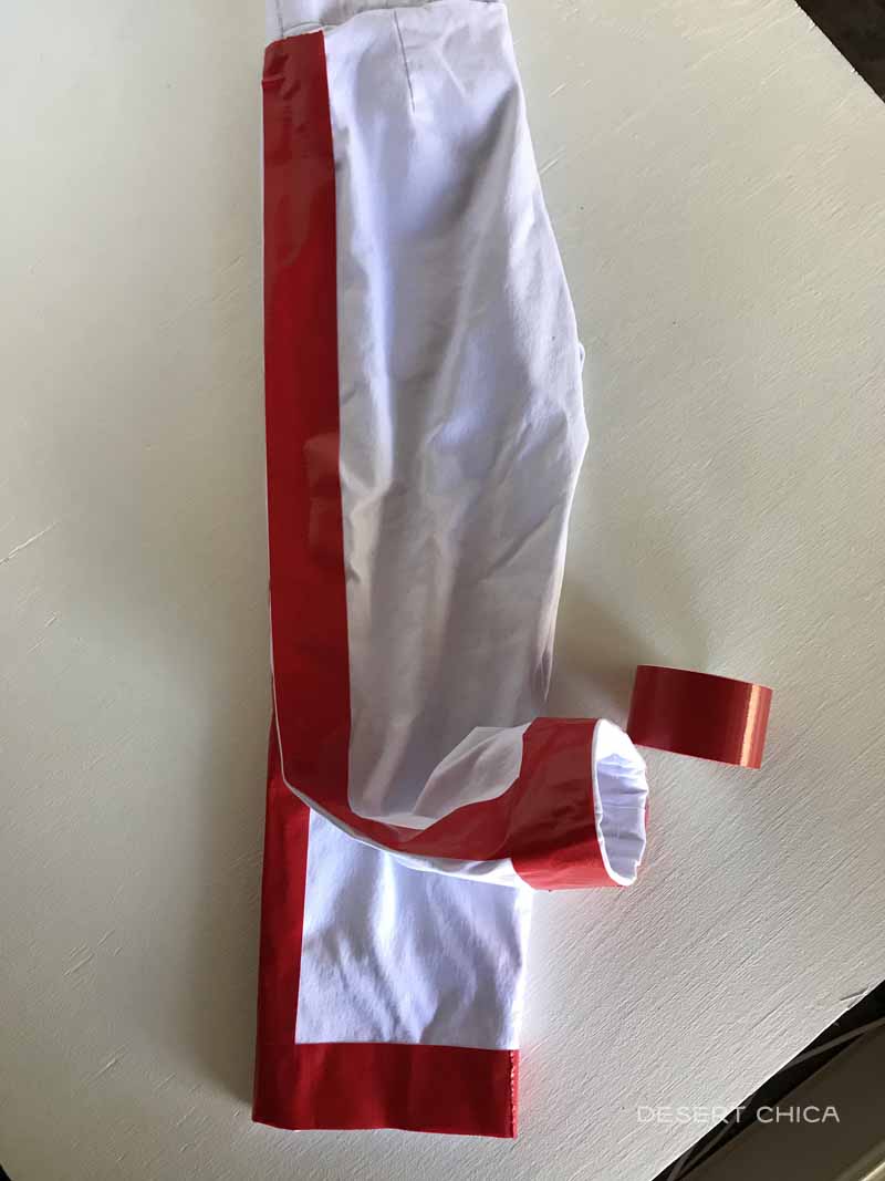 White Pants with stripe of red duct tape