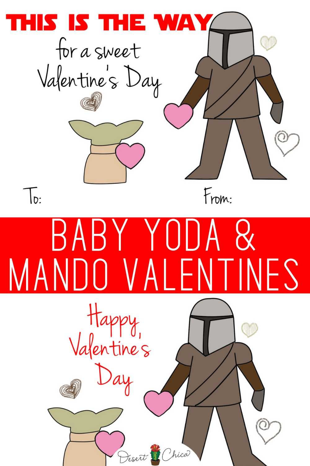 Printable Star Wars Valentines with Baby Yoda and Mando