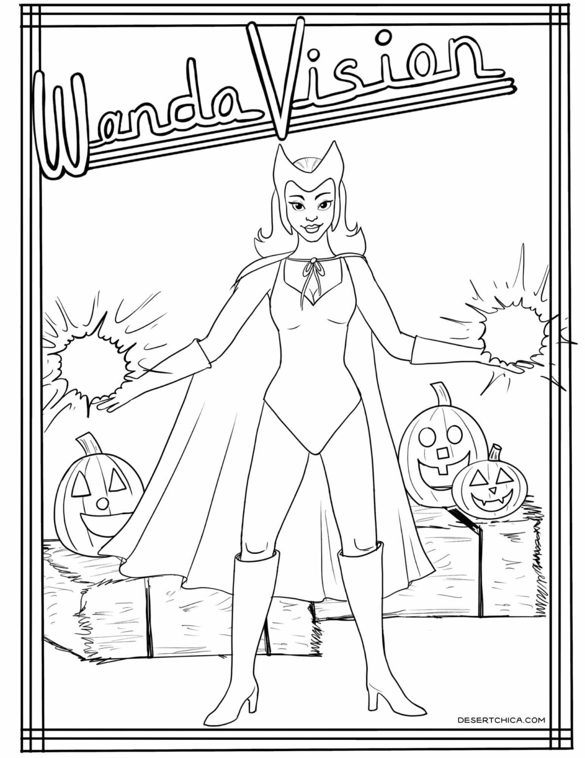 cool wanda from wandavision coloring page Wanda maximoff