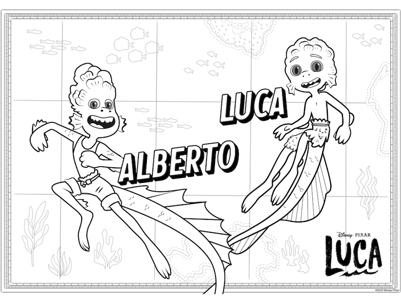 Alberto and Luca in their sea monster form in Disney Pixar's Luca