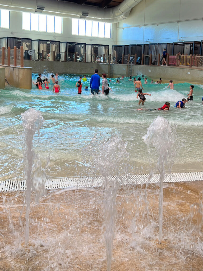 wave pool with cabanas in the background at Great Wolf Lodge Arizona