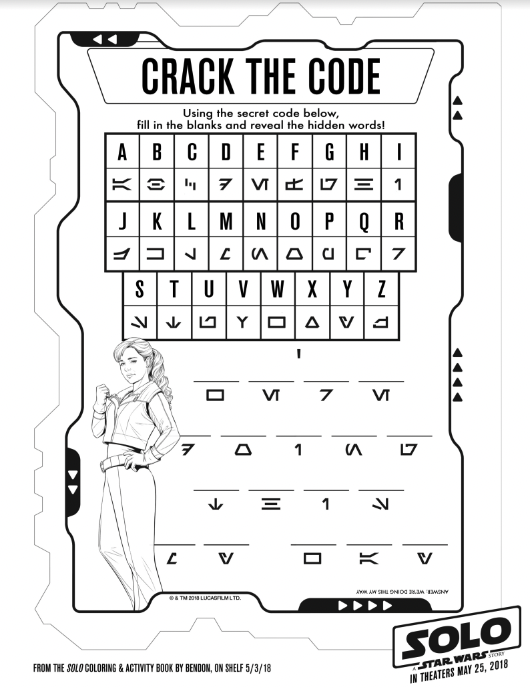 Crack the code puzzle featuring Star Wars Story SOLO