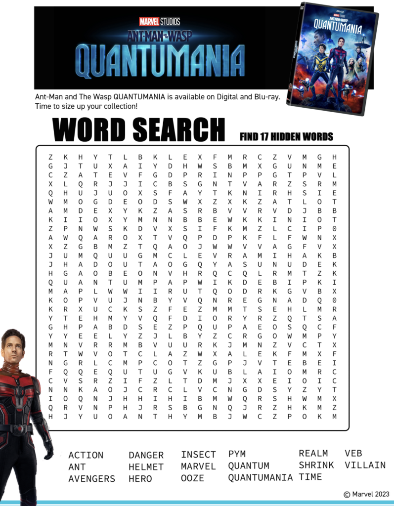 Ant-Man and The Wasp Quantumania Word Search